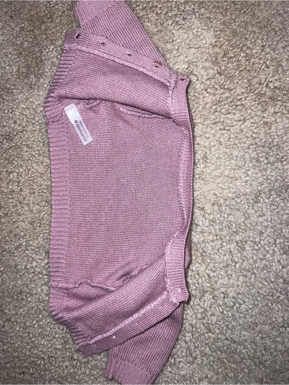 American Girl Doll Kit Kittredge Lavender Meet Sweater Cardigan